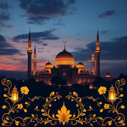 A beautifully intricate and respectful art piece inspired by Islamic calligraphy and architecture