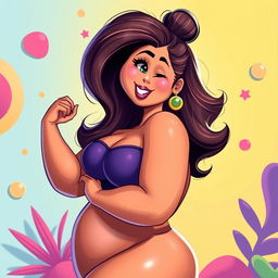 A playful and artistic representation of a curvy woman, depicted in a stylized manner