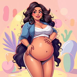 A playful and artistic representation of a curvy woman, depicted in a stylized manner