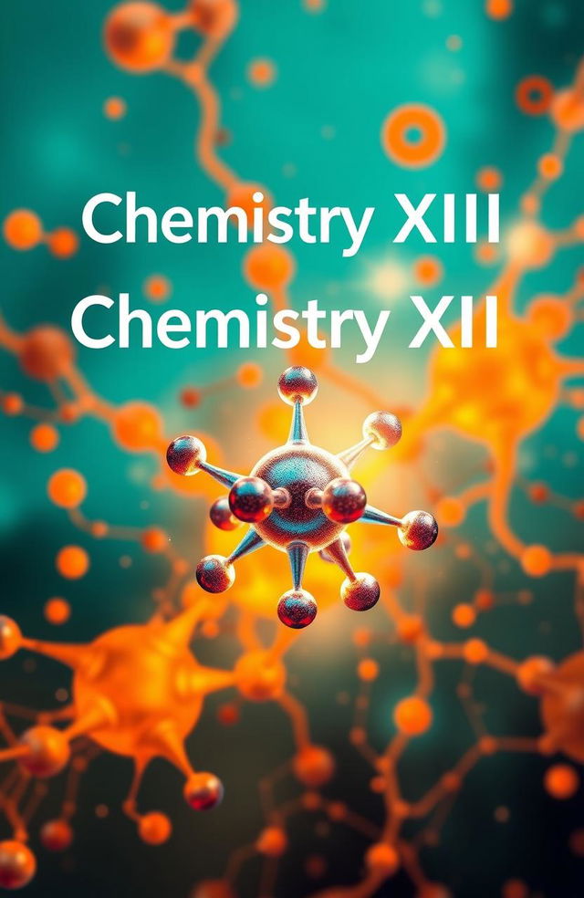 A captivating cover design for a chemistry textbook, titled 'Chemistry XIII'