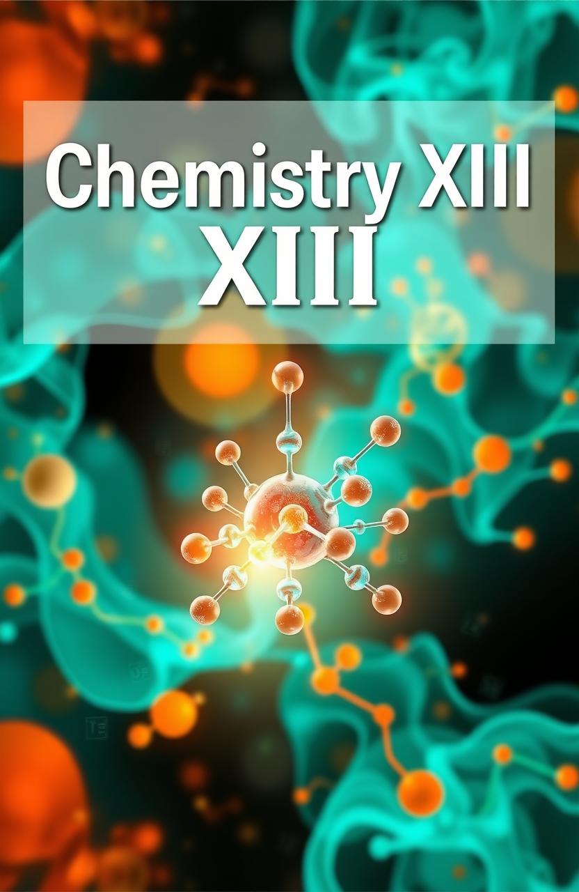 A captivating cover design for a chemistry textbook, titled 'Chemistry XIII'