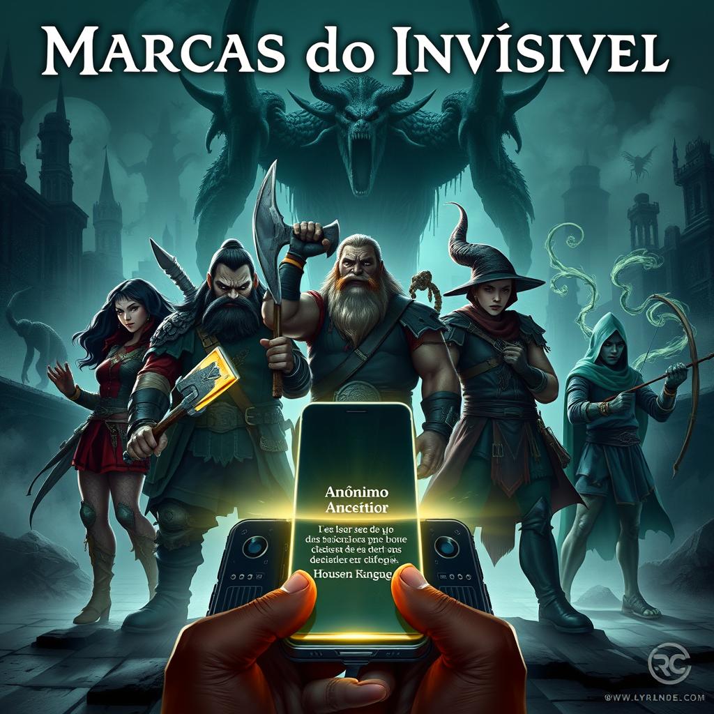 A compelling RPG campaign cover titled 'Marcas do Invisível'