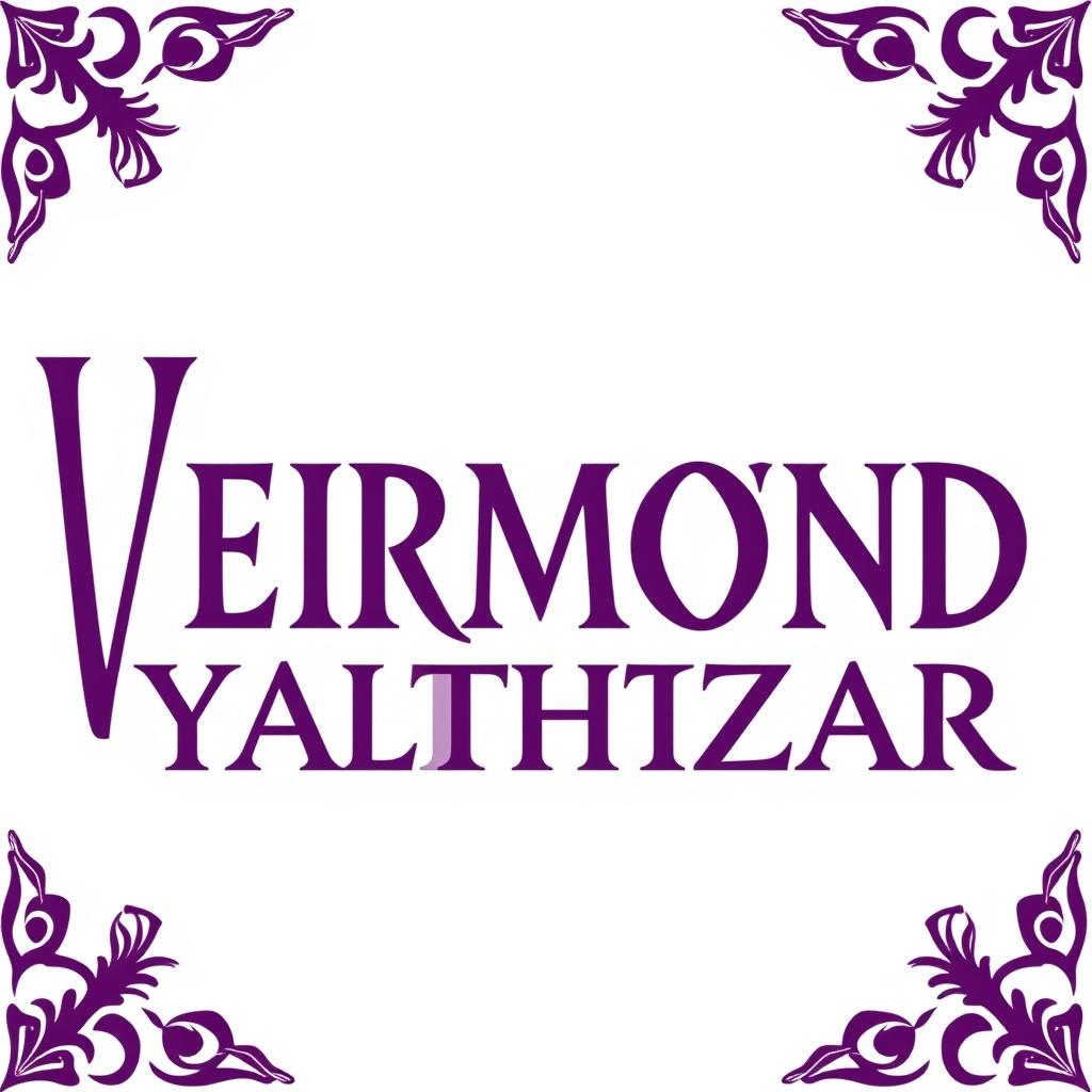 Edit the image to change the text from 'VEIRMOND' to 'YALTHZAR' while keeping all other elements intact