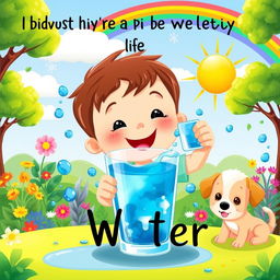 A vibrant and engaging illustration showcasing the importance of water for children