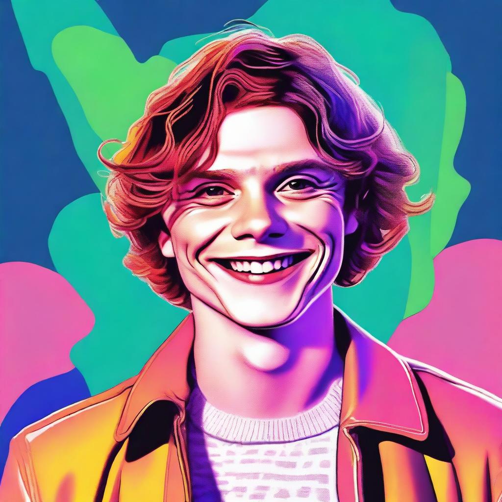 A high-quality digital art image featuring a man named Evan Peters