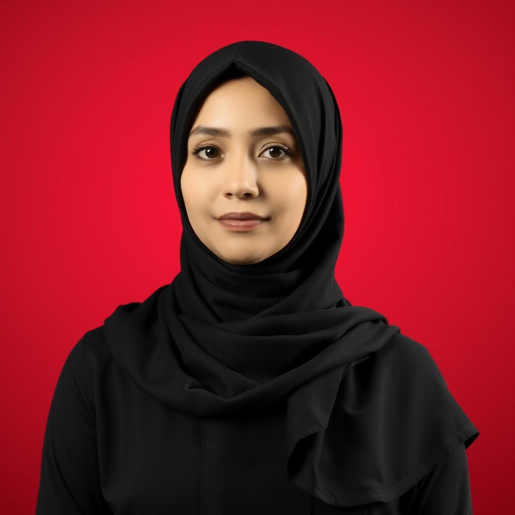 Confident Elegance: Portrait of a Woman in Black Hijab