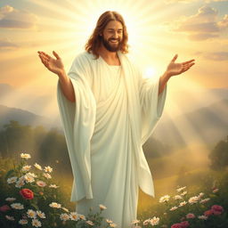 An evocative portrayal of a merciful God, depicted with a compassionate expression and warm presence