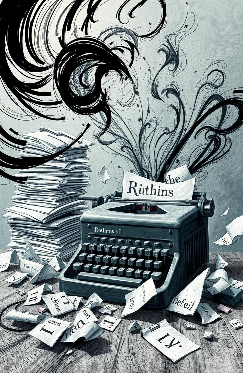 A conceptual illustration of the theme "nothingness", depicting an abstract representation of chaos and confusion in the writing process