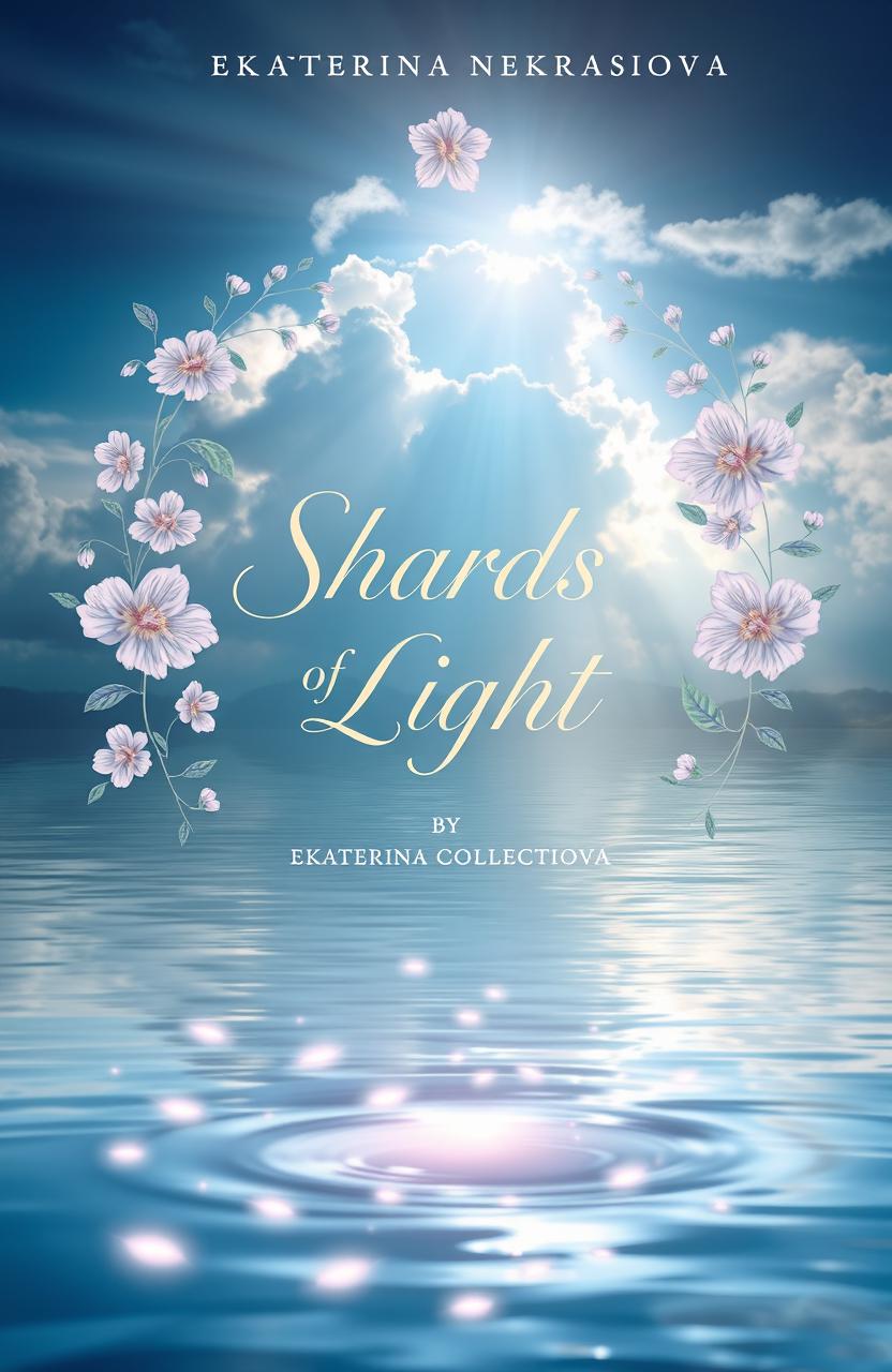 A beautifully designed book cover for a poetry collection titled 'Shards of Light' by Ekaterina Nekrasova