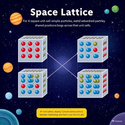 An illustrated diagram of a space lattice featuring 4 simple unit cells