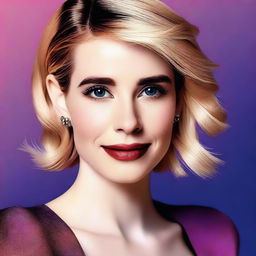 A high-resolution digital art image of a woman named Emma Roberts