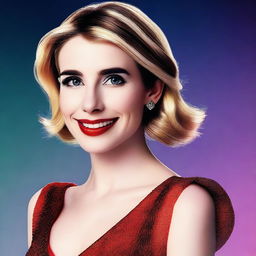 A high-resolution digital art image of a woman named Emma Roberts