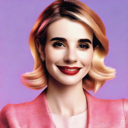 A high-resolution digital art image of a woman named Emma Roberts