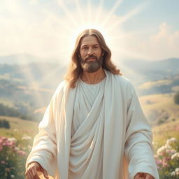 A serene and compassionate depiction of a merciful God, characterized by a warm, gentle expression