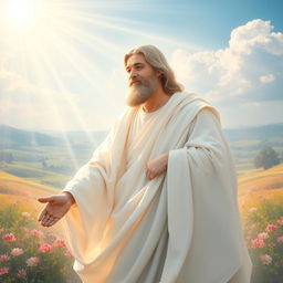 A serene and compassionate depiction of a merciful God, characterized by a warm, gentle expression