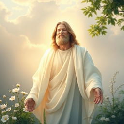 A beautifully serene representation of a merciful God, embodying love and compassion