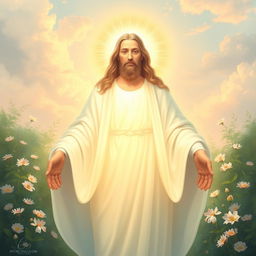 A beautifully serene representation of a merciful God, embodying love and compassion