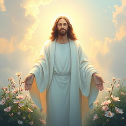 A beautifully serene representation of a merciful God, embodying love and compassion