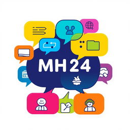 A vibrant and engaging logo for a group chat featuring the text 'MH2-4' prominently in the center