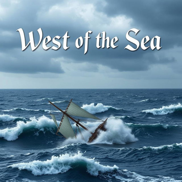 A captivating scene of a vast, tumultuous sea under a dramatic sky