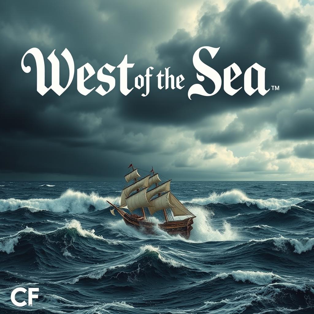 A captivating scene of a vast, tumultuous sea under a dramatic sky