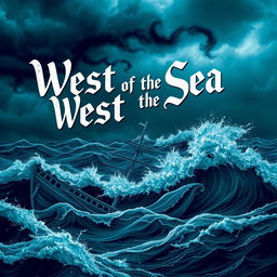 An intense and dramatic scene of a stormy sea with towering waves crashing against a ship that is in the process of capsizing