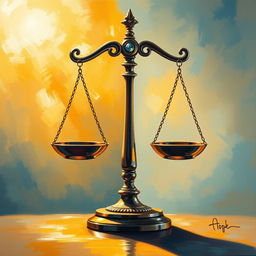 An artistic representation of a law scale symbolizing justice and hope
