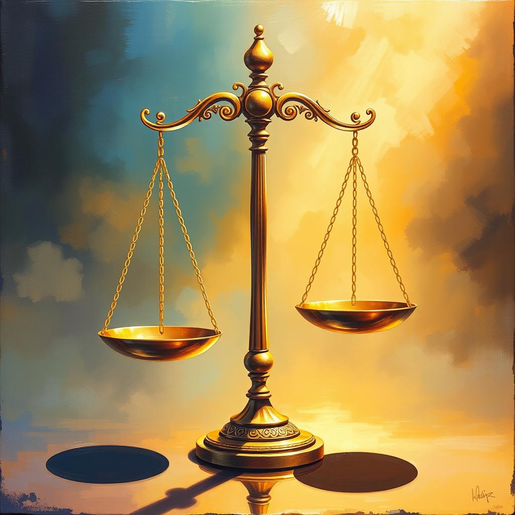 An artistic representation of a law scale symbolizing justice and hope