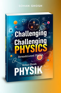 A book cover design for a physics book titled 'Challenging Physics' by Sohan Ghosh, featuring a thoughtful and modern design