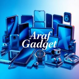 A vibrant and modern background featuring an array of high-tech gadgets and devices