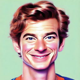 This is a premium quality digital art image featuring a young Andrew Garfield