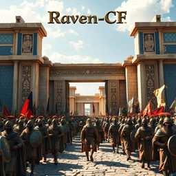 The ancient army of Cyrus the Great entering the majestic city of Babylon