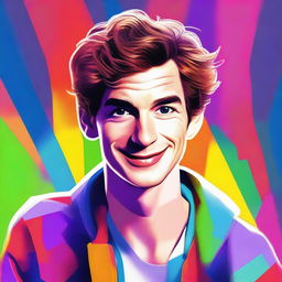 This is a premium quality digital art image featuring a young Andrew Garfield