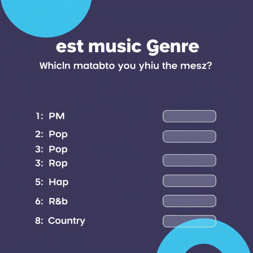 A clean and user-friendly survey template that includes the title 'Best Music Genre Survey'