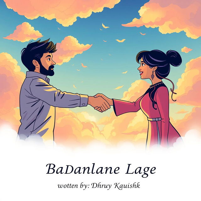 A captivating illustration featuring a man and a woman shaking hands, representing collaboration and positive change