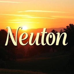 A stunning visual of the Neuton typeface creatively integrated into a serene landscape, featuring bold and elegant lettering that stands out against a beautiful sunset background