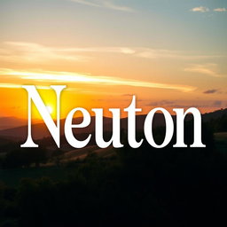 A stunning visual of the Neuton typeface creatively integrated into a serene landscape, featuring bold and elegant lettering that stands out against a beautiful sunset background