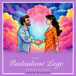 A vibrant and inspiring illustration showing a man and a woman shaking hands, symbolizing partnership and mutual growth