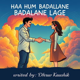 A vibrant and inspiring illustration showing a man and a woman shaking hands, symbolizing partnership and mutual growth