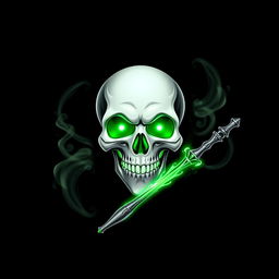 A guild logo for a magical community featuring a prominently displayed, intricate white skull