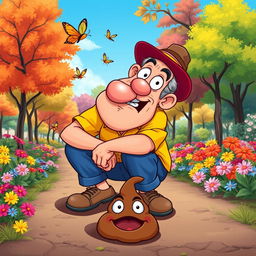 A humorous cartoon illustration of a clumsy yet funny character losing control, with exaggerated features and a big, goofy expression