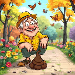 A humorous cartoon illustration of a clumsy yet funny character losing control, with exaggerated features and a big, goofy expression