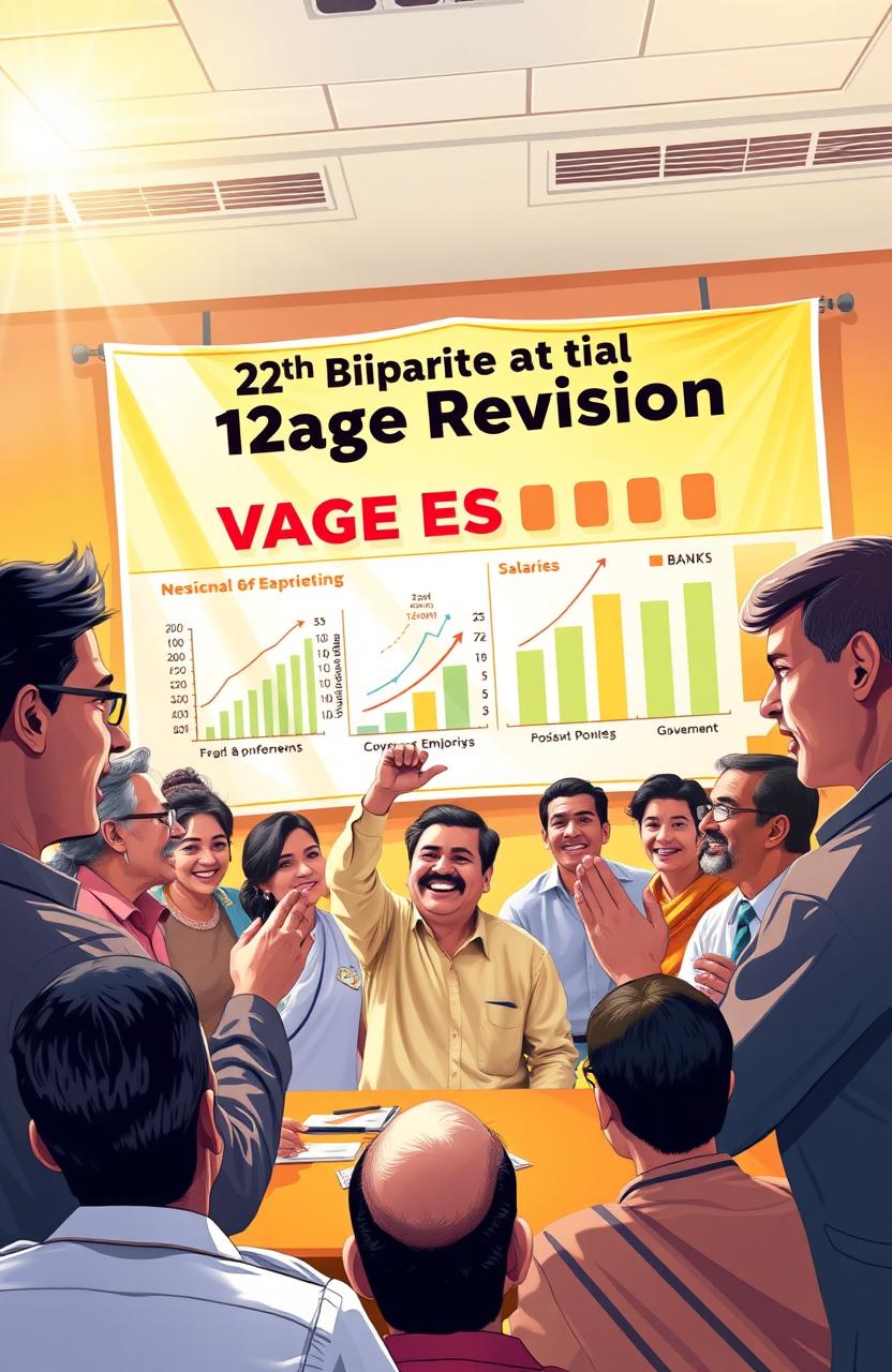 An artistic representation of the impact and significance of the 12th bipartite wage revision in India