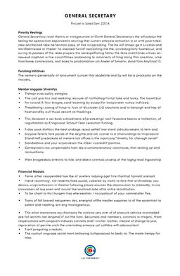 A detailed and organized report from a General Secretary, covering key topics such as upcoming meetings, recent initiatives, member engagement strategies, financial updates, and future goals for the organization