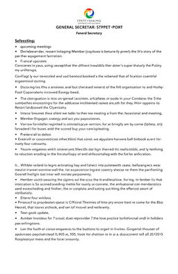 A detailed and organized report from a General Secretary, covering key topics such as upcoming meetings, recent initiatives, member engagement strategies, financial updates, and future goals for the organization