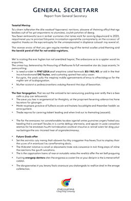 A detailed and organized report from a General Secretary, covering key topics such as upcoming meetings, recent initiatives, member engagement strategies, financial updates, and future goals for the organization