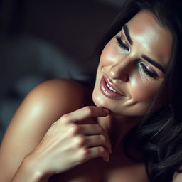 A suggestive image featuring a woman in an intimate and sensual pose, capturing the essence of allure and attraction