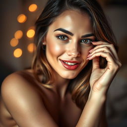 A suggestive image featuring a woman in an intimate and sensual pose, capturing the essence of allure and attraction