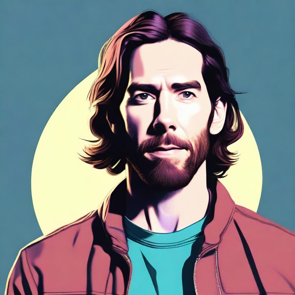 A high-resolution digital art image featuring a man named Martin Starr