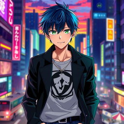 A stunning portrait of Teru Minamoto, a character inspired by vibrant anime aesthetics